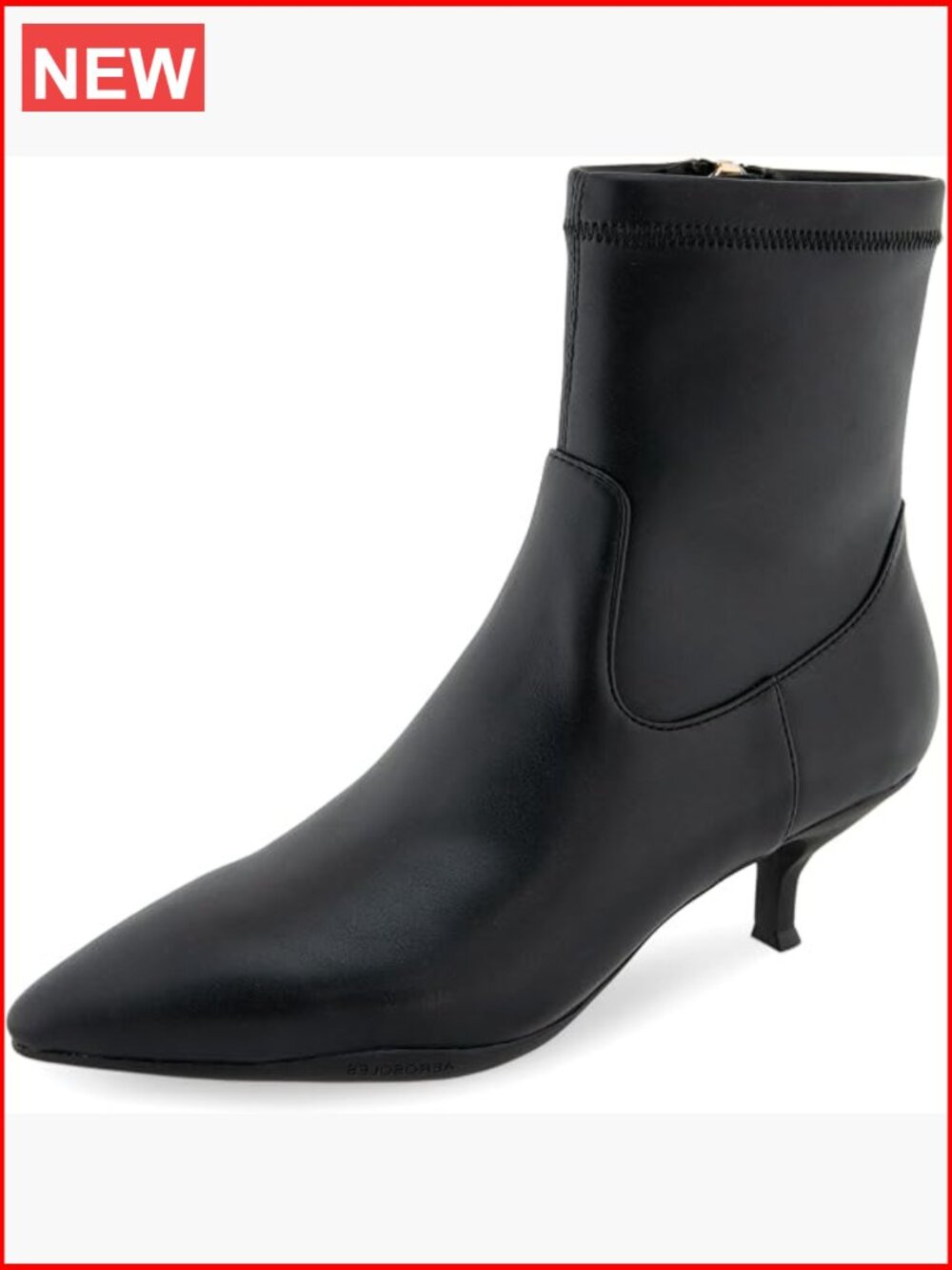 Faux Leather Pointed Toe Kitten Heel Ankle Booties, Stretch Boots for Work &